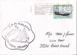 MARCOPHILIE NAVALE LETTRE SAINT PIERRE ET MIQUELON R H M MALABAR ASSISTANCE PECHES 1996 - Storia Postale