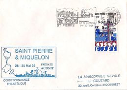 MARCOPHILIE NAVALE LETTRE SAINT PIERRE ET MIQUELON FREGATE ACONIT MAI 1992 - Covers & Documents