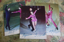 3 PCs Lot - SOVIET SPORT. FIGURE SKATING.  RODNINA & ULANOV And Others. OLD Postcard 1972 - USSR - Patinage Artistique