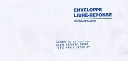 AVENIR DE LA CULTURE  - Enveloppe Libre-Reponse - Buste Risposta T