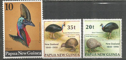 Le Casoar à Casque De Papouasie.  3 Timbres Neufs ** (PAPUA NEW-GUINEA) Côte 10.00 € - Autruches