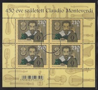 HUNGARY - 2017.  Minisheet - Claudio Monteverdi, Italian Composer  / 450th Anniversary Of His Birth USED!!! - Gebraucht
