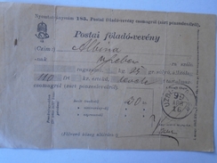 X133.19 Parcel Post -Receipt -  Hungary Uzdiszentpéter Sânpetru De Câmpie - 1899 - Paquetes Postales