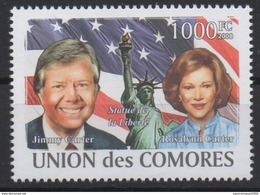 Comores Comoros Komoren 2008 USA Jimmy Carter Statue Of Liberty Liberté Freiheitsstatue Mi. I-VI Bl. I Unissued - Monumenten