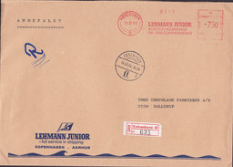 Denmark LEHMANN JUNIOR Shipping Registered Einschreiben Brotype Vd KØBENHAVN Ø. Label 1980 Meter Stamp Cover Brief EMA - Machines à Affranchir (EMA)