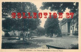 Delcampe - 07 ☺♦ - PRIVAS <  ROND POINT Du TRIBUNAL - POMPE à ESSENCE & PALAIS De JUSTICE Et MONUMENT ALBERT LEROY - Privas