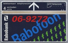 NL.- Telefoonkaart. Telephonecard. Nederland. PTT Telecom. 4 Units. RABOBANK. Aangenaam. 268A - Publiques
