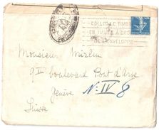 4316 PARIS XIV Lettre Censurée Avec Correspondance Dest Genéve Suisse Etiquette CONTRÔLE MILITAIRE Semeuse 25 C Yv 140 - Covers & Documents