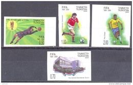 2004. Tajikistan, 100y Of FIFA, ERROR, 4v  IMPERFORATED, Mint/** - Tadjikistan