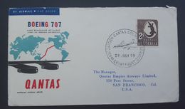 Australia 1959 Qantas First Flight Sydney To San Francisco By Boeing 707 - Primeros Vuelos