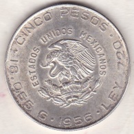 Mexico . 5 Pesos 1956 . HIDALGO .Argent .KM# 469 - Mexique