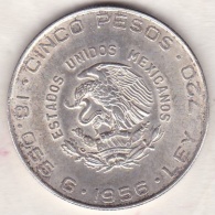 Mexico . 5 Pesos 1956 . HIDALGO .Argent .KM# 469 - Mexiko