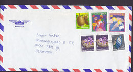 New Zealand Air Mail Par Avion 1987? Cover Brief Denmark Kiwifruit 2x Amethyst Agate Minerals Christmas Weihnachten - Briefe U. Dokumente