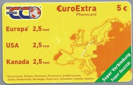 DE.- Telefoonkaart. ECO. EUROEXTRA PHONECARD. 5 €. Super Verbindung. Europa - USA - Kanada. EURO EXTRA. - GSM, Cartes Prepayées & Recharges