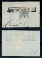 10018 LOMBARDO VENETO - 1850 - Lilliput - 45 Cent Azzurro (10) Ritagliato Lungo Il Disegno - Annullo In Cartella Milano  - Other & Unclassified