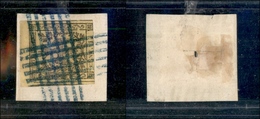 10062 MODENA - 1852 - 15 Cent Giallo (3) Bordo Di Foglio - Su Frammento Con Sbarre Incrociate (azzurre) - Other & Unclassified