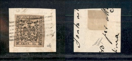 10068 MODENA - 1852 - 25 Cent Camoscio Chiaro (4) Su Frammento - Annullo A Sbarre - Diena (90) - Autres & Non Classés