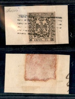 10069 MODENA - 1852 - 25 Cent Camoscio Chiaro (4) Su Frammento - Annullo A Sbarre - (90) - Other & Unclassified