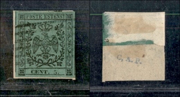 10074 MODENA - 1852 - 5 Cent Verde Oliva (8) Su Parte Di Frammento (275) - Other & Unclassified