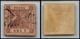 10090 NAPOLI - 1858 - 1 Grano Carminio Scuro (4c) Annullo A Svolazzo (160) - Other & Unclassified
