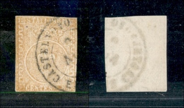 10131 PARMA - 1853/1855 - 5 Cent Giallo Arancio (6) Greca Destra Larga (non Catalogato) Ritagliato Nel Disegno - Annulla - Sonstige & Ohne Zuordnung