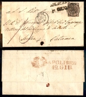 10156 PONTIFICIO - 5 Baj Rosa Chiaro (6) Appena Corto A Destra - Isolato Su Lettera Da Roma 10.6.1852 Per Catania Via Na - Sonstige & Ohne Zuordnung