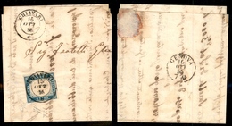 10212 SARDEGNA - 1855 - 20 Cent Celeste Vivace (15h) Su Parte Di Lettera Da Chiavari Per Genova Del 15.10.1856 - Diena - Other & Unclassified