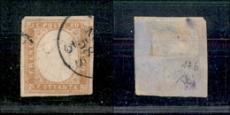 10227 SARDEGNA - 1858 - 80 Cent Ocra Arancio (17b) Punti Chiari - Usato - Other & Unclassified