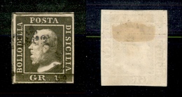 10242 SICILIA - 1859 - 1 Grano Verde Oliva Chiaro (5 - Palermo) - Terza Tavola - Splendido - Usato (400) - Autres & Non Classés