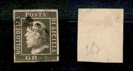 10245 SICILIA - 1859 - 1 Grano Verde Oliva (5a - Napoli) - Terza Tavola - Usato - Diena (500) - Autres & Non Classés