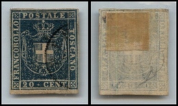 10332 TOSCANA - GOVERNO PROVVISORIO - 1860 - 20 Cent Azzurro Chiaro (20a) Ben Marginato - Usato (300) - Other & Unclassified