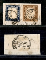 10357 REGNO - 1862 - 20 Cent (2) + 10 Cent (14D Sardegna) Su Frammento (325) - Autres & Non Classés