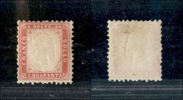 10362 REGNO - 1862 - 40 Cent Rosa (3d) Doppia Effige - Senza Gomma (350) - Sonstige & Ohne Zuordnung