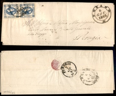 10369 REGNO - 15 Cent (12) Coppia Verticale Su Lettera Da Foiano A Perugia Del 6.6.1863 (300) - Sonstige & Ohne Zuordnung