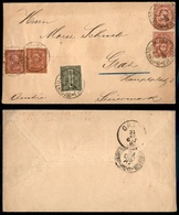 10376 REGNO - Vittorio Emanuele II (14/15) + Umberto 10 Cent (38) Due Colori Diversi Su Busta Da Palermo 20.12.1887 Per  - Sonstige & Ohne Zuordnung