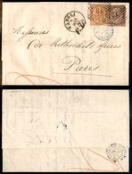 10380 REGNO - 10 Cent + 30 Cent DLR (L17+L19) Su Letterina Da Napoli 9.3.1868 Per Parigi - Annullo Di Confine "Italie La - Autres & Non Classés