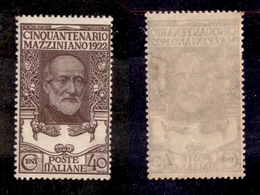 10464 REGNO - 1922 - 40 Cent Mazzini (129) - Gomma Integra (80) - Autres & Non Classés