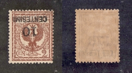 10471 REGNO - 1923/1927 - 10 Cent Su 2 Cent Floreale (138a) - Soprastampa Capovolta - Gomma Integra (112) - Autres & Non Classés