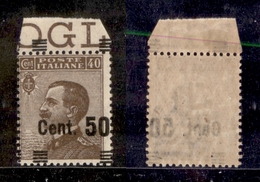 10476 REGNO - 1923/1927 - 50 Cent Su 40 Cent Michetti (139qk) - Soprastampa Spostata In Alto E A Destra - Non Catalogato - Autres & Non Classés