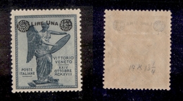 10495 REGNO - 1924 - 1 Lira Su 5 Cent Vittoria (158b) - Dentellato 14x13 1/4 - Nuovo Con Gomma (45) - Other & Unclassified
