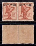 10496 REGNO - 1924 - Coppia Del 1 Lira Su 10 Cent Vittoria (159+159c) Senza Filigrana A Destra - Gomma Integra - Cert. A - Other & Unclassified