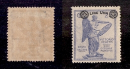 10497 REGNO - 1924 - 1 Lira Su 25 Cent Vittoria (161) - Gomma Integra (50) - Autres & Non Classés