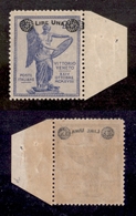 10498 REGNO - 1924 - 1 Lira Su 25 Cent Vittoria (161h) - Decalco Della Soprastampa - Bordo Di Foglio - Nuovo Con Gomma ( - Other & Unclassified