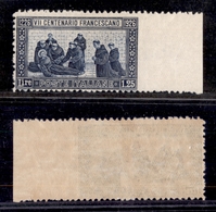 10514 REGNO - 1926 - 1,25 Lire S. Francesco (199h) Non Dentellato A Destra - Nuovo Con Gomma - Lieve Traccia Di Linguell - Other & Unclassified