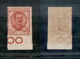 10517 REGNO - 1926 - 75 Cent Floreale (201eb) Non Dentellato In Basso - Bordo Di Foglio - Gomma Integra (700) - Other & Unclassified