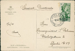 10562 REGNO - P.fo Pilsna/Lloyd Triestino - 25 Cent Medaglie (369) Su Cartolina Per Berlino Del 6.12.34 - Autres & Non Classés