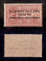 10590 REGNO - P. AEREA  - 1917 - 25 Cent Torino Roma (1-Aerea) - Gomma Integra (75) - Sonstige & Ohne Zuordnung