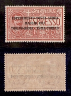 10591 REGNO - P. AEREA  - 1917 - 25 Cent Torino Roma (1-Aerea) - Ottima Centratura - Nuovo Con Gomma (90) - Autres & Non Classés