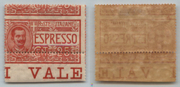 10639 REGNO - SERVIZI - 1903 - 25 Cent Rosso (1d Espresso) Bordo Foglio Con Dentellatura Orizzontale Spostata In Alto -  - Sonstige & Ohne Zuordnung