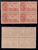 10644 REGNO - SERVIZI - 1920 - Quartina Del 50 Cent Espresso (4) - Gomma Integra (65) - Autres & Non Classés